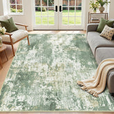 RELEANY face avant du tapis vert clair montrant motif abstrait et style moderne