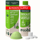 Roobi packaging face pour Vertuo montrant le kit et bénéfice d'entretien