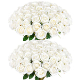 Rowfad vue de face du lot de 60 roses blanches, élégance durable
