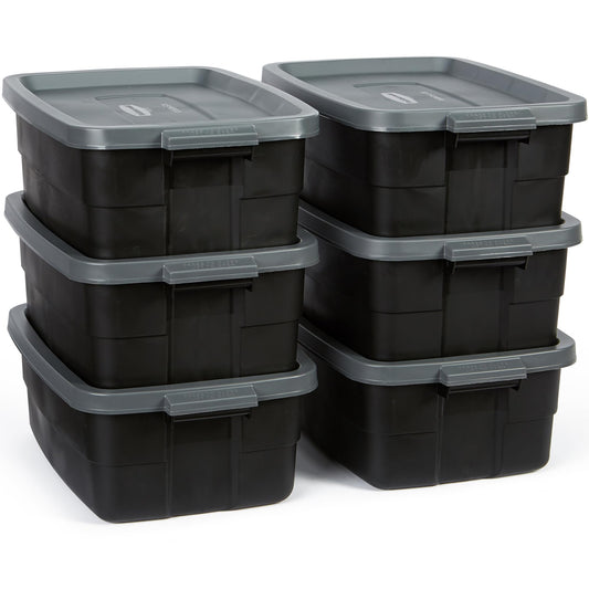 Rubbermaid vue avant du bac empilé montrant robustesse et organisation