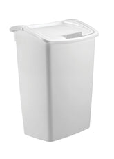 Rubbermaid vue de face du bac blanc avec couvercle double action pour accès rapide