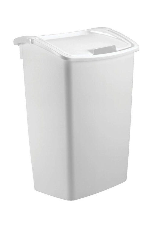 Rubbermaid vue de face du bac blanc avec couvercle double action pour accès rapide