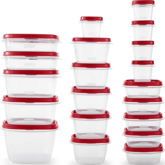 Rubbermaid face avant de l'ensemble 42 pièces montrant organisation pratique