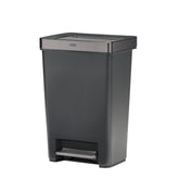 Rubbermaid vue de face avec couvercle acier charcoal pour une cuisine élégante