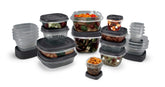 Rubbermaid vue avant du lot 42 pièces montrant l’empilage et l’organisation