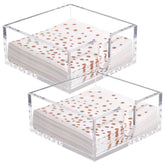 Rubtlamp vue de face du porte‑serviettes transparent présentant serviettes ordonnées