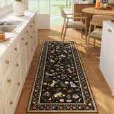 Rugcomf tapis runner face avant montrant motif floral et chats, apporte personnalité