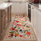 Rugcomf vue avant du tapis runner beige montrant le motif et l'effet chaleureux