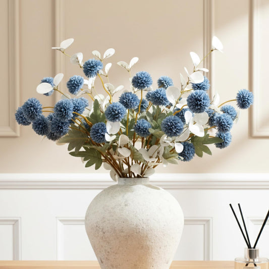 RyddeligHome ensemble complet de fleurs bleu poussiéreux pour centres de table durables