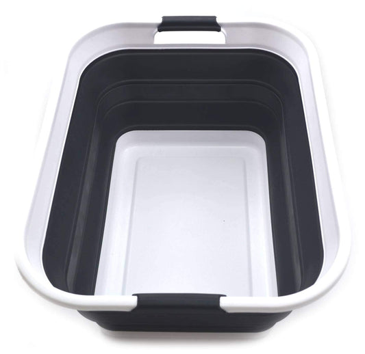 SAMMART panier pliable face avant noir montrant la forme et la capacité