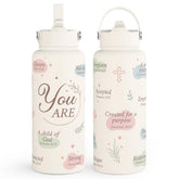SANDJEST gourde 32oz vue de face montrant le design inspirant et la prise en main facile
