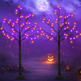 SANJICHA arbre 4ft face affichant LED orange et violettes pour ambiance Halloween