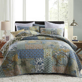 Secgo couette king face entière montrant le design vert sauge et le tombé élégant