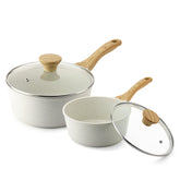 SENSARTE casserole blanche avec couvercle visible, pratique pour surveiller la cuisson