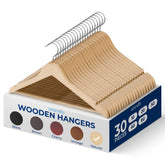 SereneLife pack 30 cintres bois vue avant pour rangement organisé