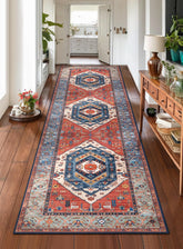 SERISSA tapis face avant boho Rust affichant motif floral chaleureux et accueil visuel