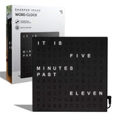 Sharper Image vue de face de l'horloge LED en mots offrant un style moderne