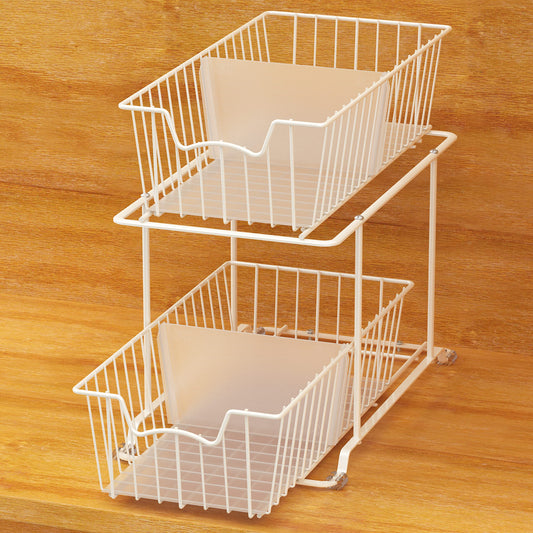 Simple Houseware vue avant de l'organisateur blanc montrant gain d'espace