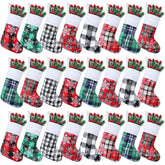 Skylety mini chaussette avant packaging montrant le motif buffalo et la couleur de Noël