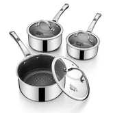 SNOWCLAD ensemble frontal montrant trois casseroles pour gains d’espace