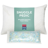 Snuggle-Pedic vue avant de l'oreiller montrant finition premium et confort