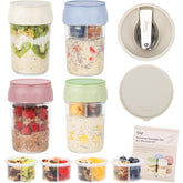 SOLIGT bocal en verre face avant montrant étiquette et couleur, pratique pour repas nomades