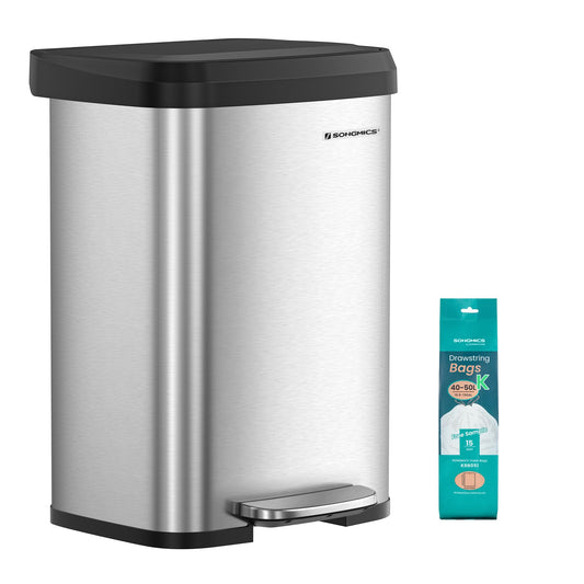 SONGMICS poubelle face avant en acier inoxydable pour cuisine moderne