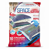 Spacesaver vue du paquet avant montrant les 10 sacs, gain d'espace rapide