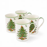 Spode mug face avant montrant motif sapin vert et élégance pratique