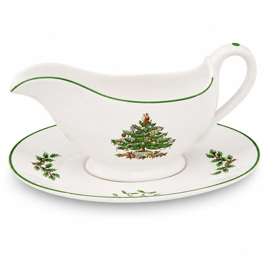 Spode saucière face avec motif Christmas Tree pour une table festive raffinée