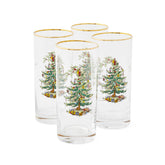 Spode verre face montrant le motif sapin et ajout de charme festif