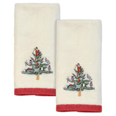 Spode serviette packaging avant montrant motif sapin et attrait décoratif