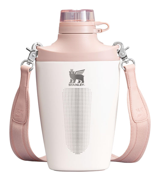 Stanley Cross Bottle vue avant montrant design rose quartz et protection pratique