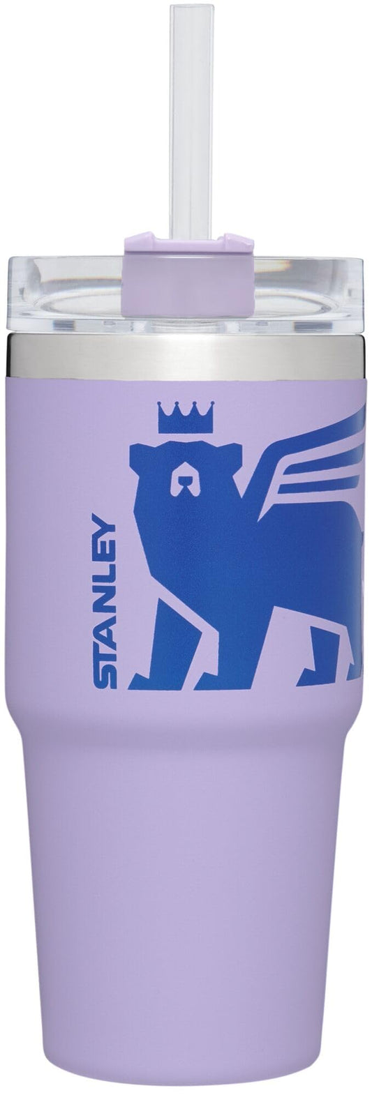 STANLEY Quencher vue avant lavande montrant l'emplacement Stan the Bear et esthétique ludique