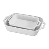 STAUB plat rectangulaire blanc face montrant finition élégante et service pratique