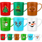 Suclain face avant des mugs Noël montrant motifs variés et couleur festive