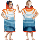 SUN CUBE poncho devant orange rayures, coupe protectrice et absorbante