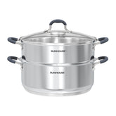 Sunhouse marmite face avant montrant fini inox et capacité 5,5 QT pour cuisine polyvalente
