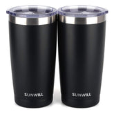 SUNWILL gobelet 20 oz face avant noir, maintien thermique durable