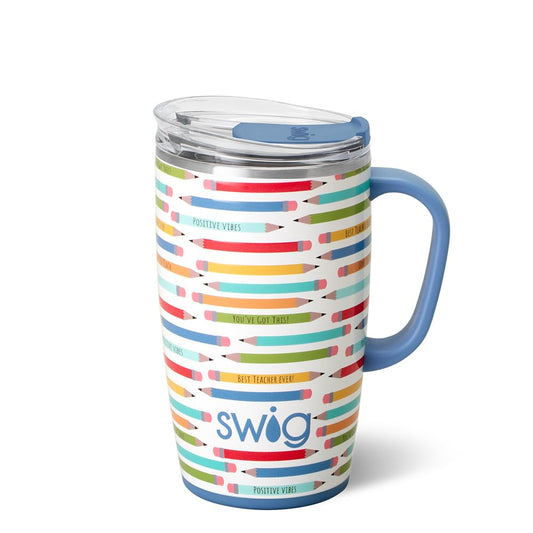 Swig Life mug vue avant montrant le design Teacher Life et praticité