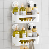 TAILI vue frontale du porte-shampooing blanc montrant rangement pratique