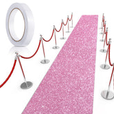 Tatuo tapis aisle rose pailleté posé en entrée pour un impact visuel festif