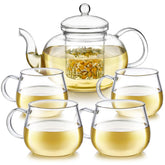 Teabloom vue avant de la théière en verre borosilicate, design élégant et clair