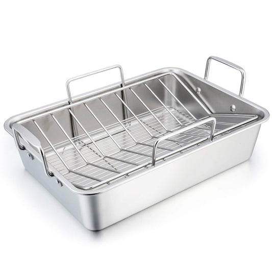 TeamFar plat à rôtir face avant montrant finition inox durable pour cuisson sûre