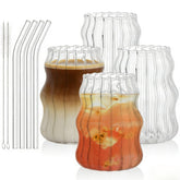 Tebery ensemble frontal de quatre verres cannelés, ajout élégant à la table