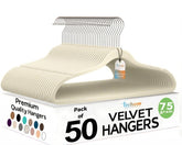 TechZoo cintre velours face avant montrant le lot et la couleur ivoire, gain de place visible