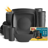 Teivio vue frontale du service complet noir, robustesse pour huit personnes