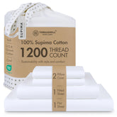 Threadmill vue avant du jeu de draps King blanc, apparence élégante et finition satinée