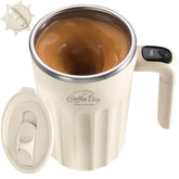 TLINNA mug face avant montrant le bouton et le couvercle, pratique