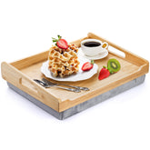 TOPZEA plateau bambou face avant offrant surface stable pour repas